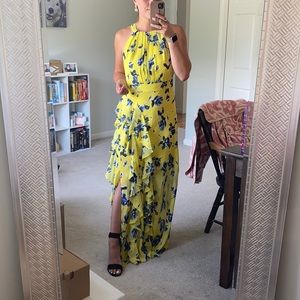 Eliza J Halter Ruffle Maxi Dress